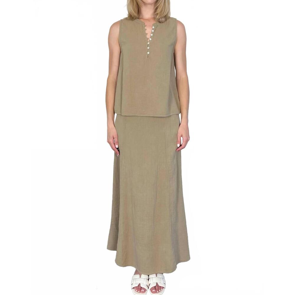 NEW DYLAN tenley maxi skirt in moss green